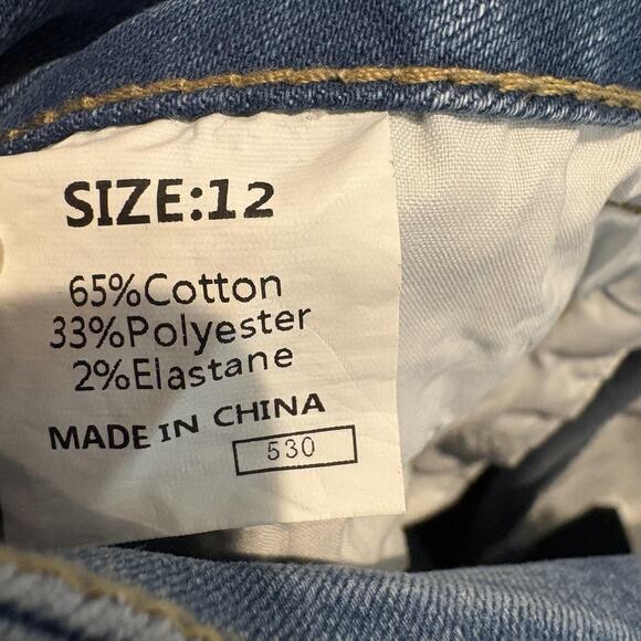 Sidefeel Jeans Womens 12 Light Blue High Rise Straight Leg Double Button Denim - Picture 2 of 13